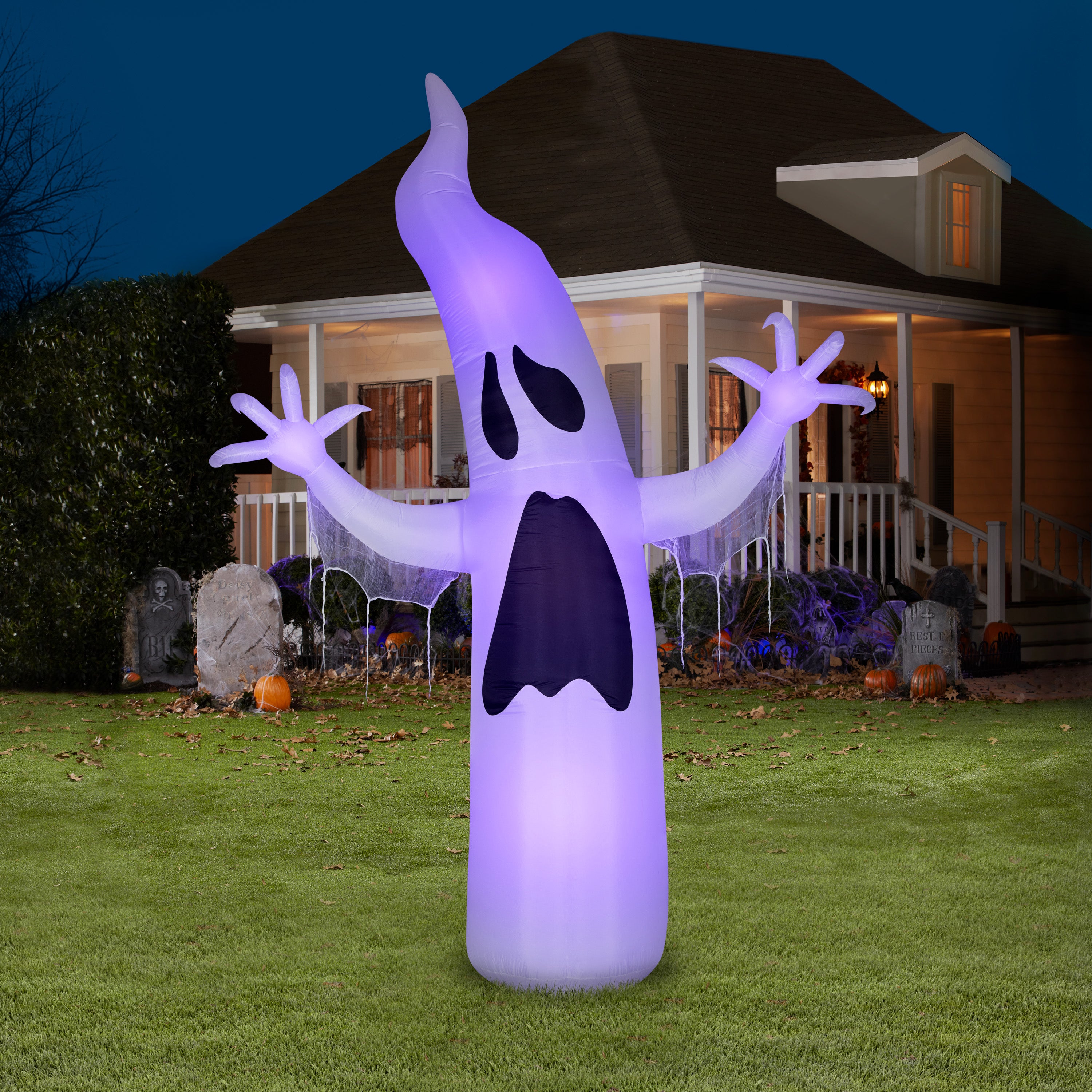Gemmy Lightshow Airblown ShortCircuit Ghoul Ghost Giant (Black Light) , 12 ft Tall