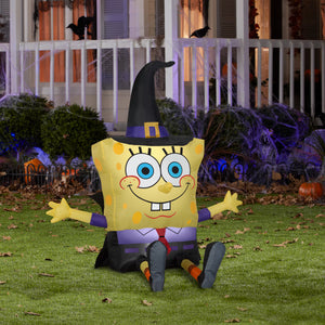 Gemmy Airblown SpongeBob as Witch Nickelodeon, 4 ft Tall, yellow