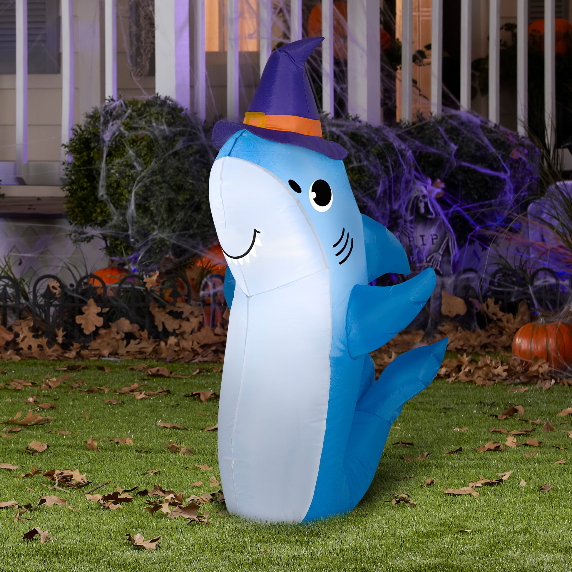3.5-Ft Shark with Witch Hat Halloween Inflatable lifestyle