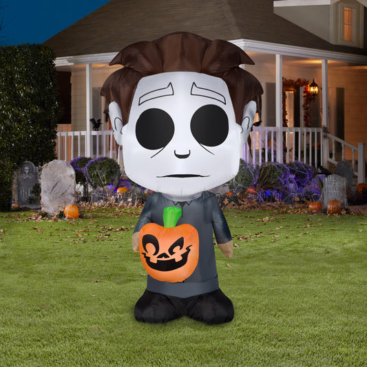 Michael Myers w/Jack o Lantern, 5 ft Tall, grey lifestyle