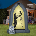 Load image into Gallery viewer, Gemmy Airblown Arch w/Jack and Sally Silhouettes, 7 ft Tall, Grey
