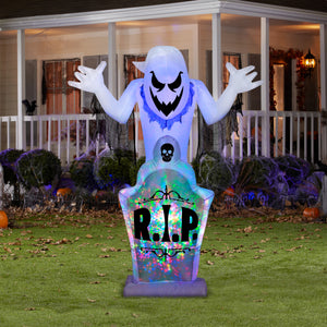 Gemmy Projection Airblown Kaleidoscope Ghost & Tombstone OPP (RGB), 7 ft Tall