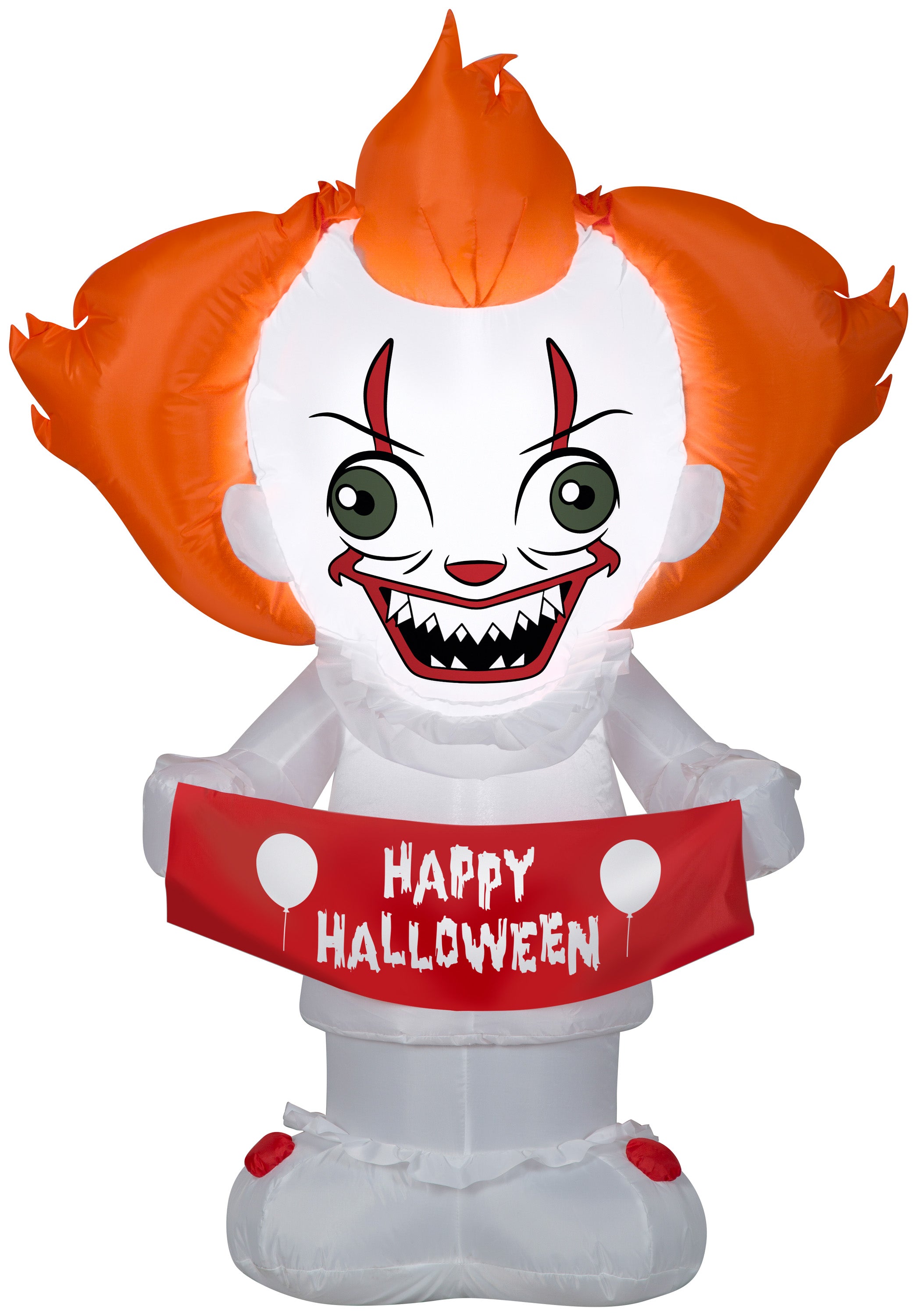 Gemmy Airblown Stylized Pennywise Warner Brothers, 4 ft Tall, Multicolored