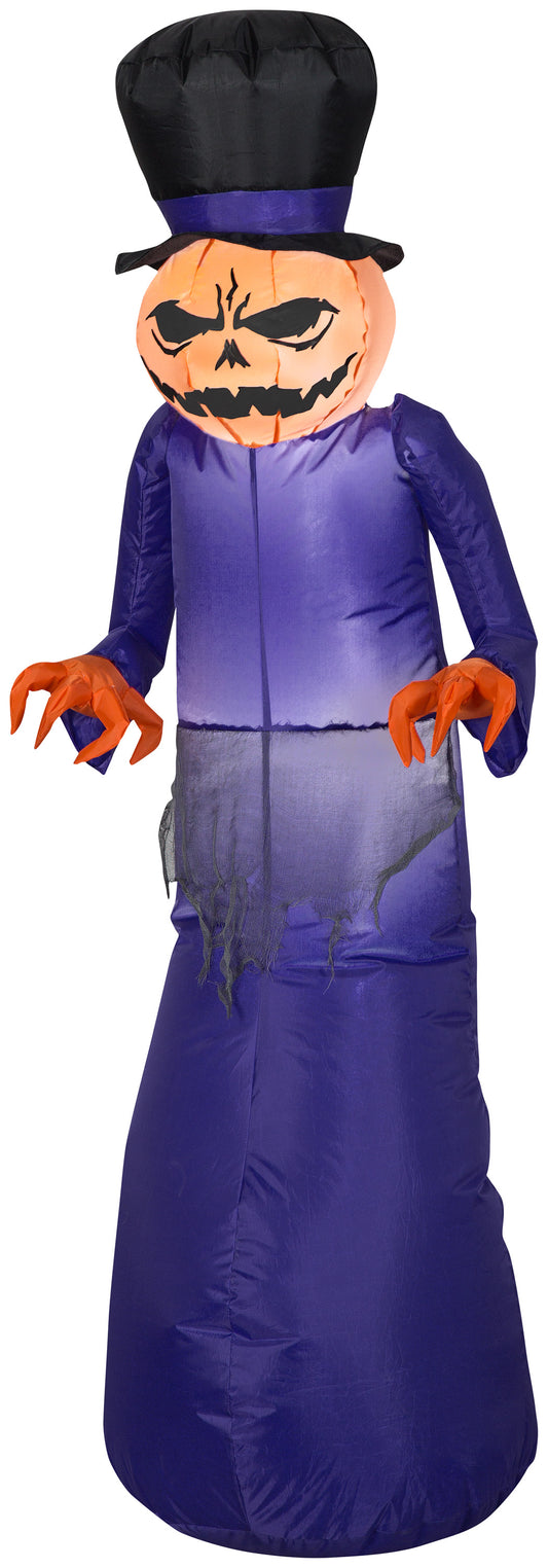 Pumpkin Reaper w/Top Hat, 5 ft Tall, Purple
