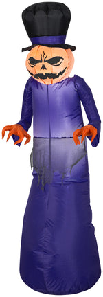 Load image into Gallery viewer, Gemmy Airblown Pumpkin Reaper w/Top Hat, 5 ft Tall, Purple

