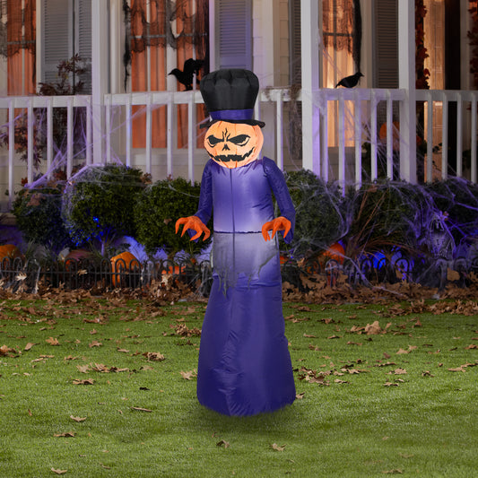 Pumpkin Reaper w/Top Hat, 5 ft Tall, Purple lifestyle