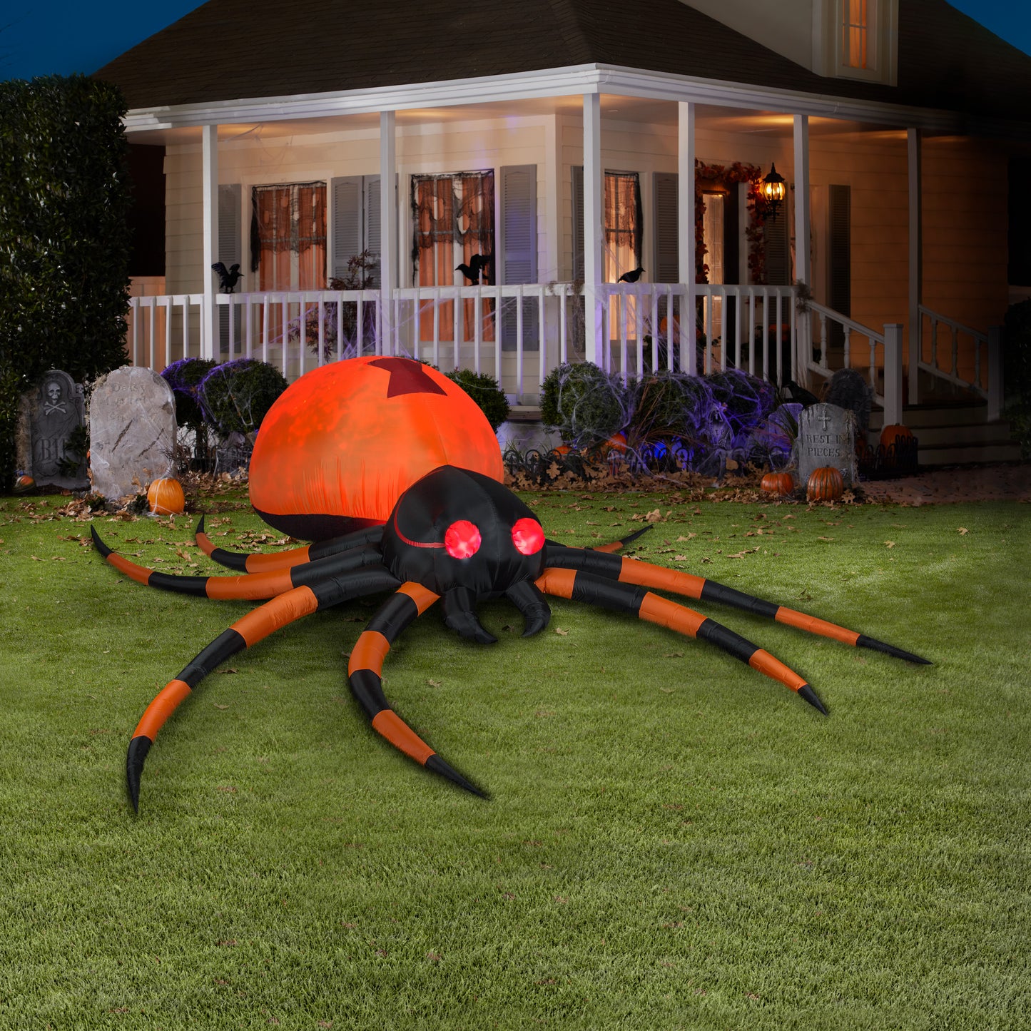 4 ft Projection Mixed Media Kaleidoscope Orange & Black Spider Giant (RRPm) lifestyle