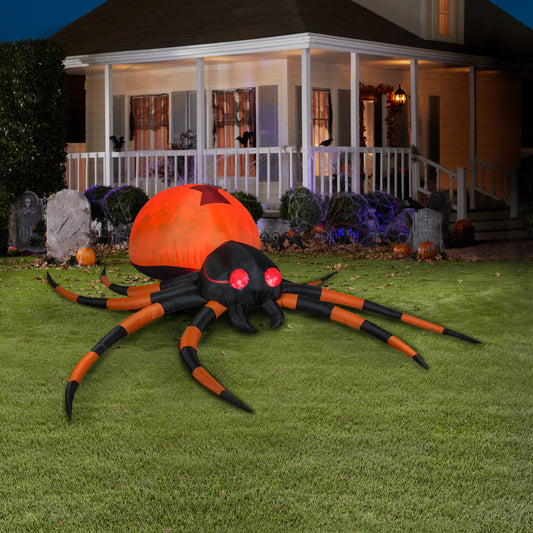 4 ft Projection Mixed Media Kaleidoscope Orange & Black Spider Giant (RRPm) lifestyle