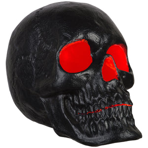 20” Blow Mold Lighted Decor-Candle Flicker-Matte Black Skull