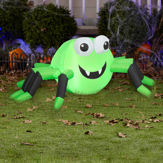 Halloween Inflatable Green and Black Spider, 1.5 ft Tall lifestyle