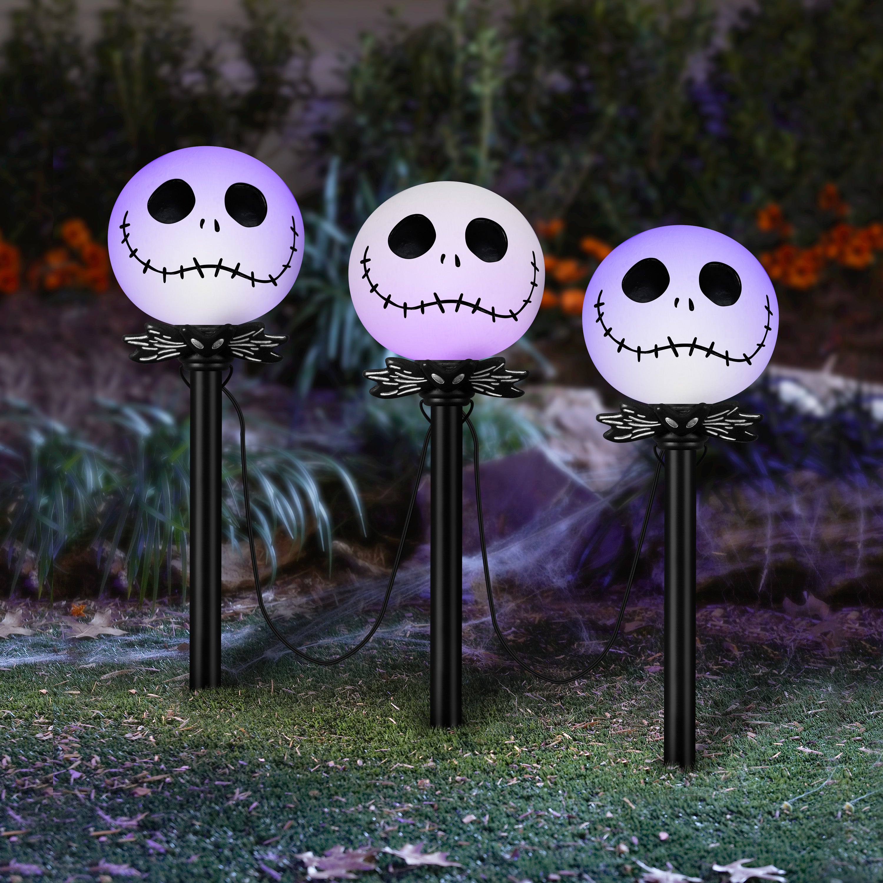 Gemmy Halloween Lightshow Pathway CandleFlicker Nightmare Before Christmas Decor S/3