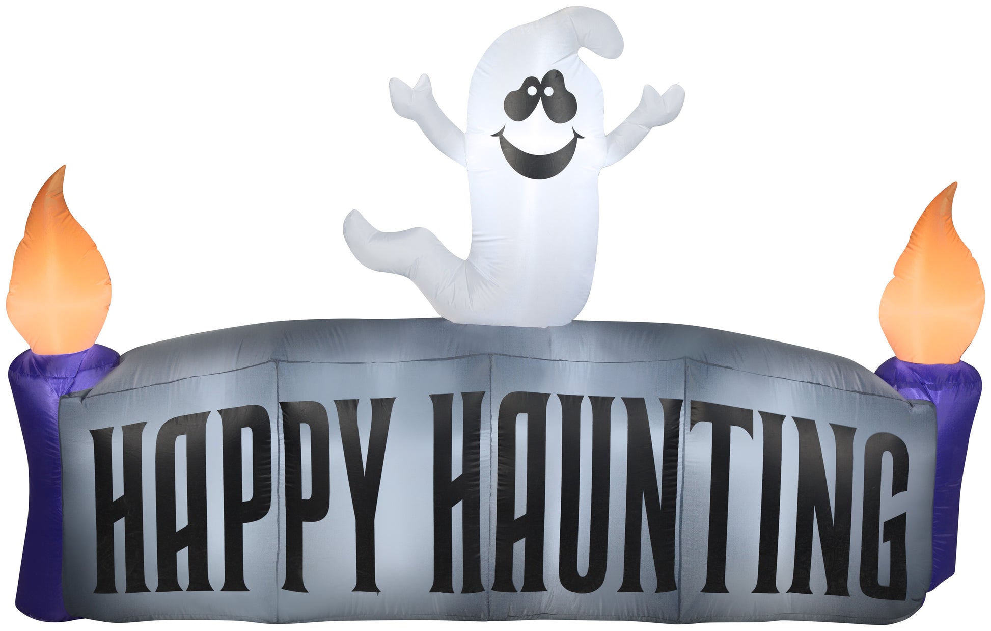 Christmas Inflatable Ghost w/Happy Haunting Sign Scene, 5 ft Tall