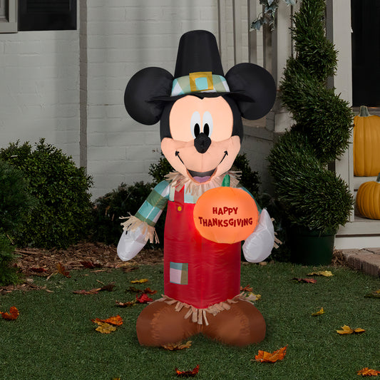 Gemmy 3.5' Airblown Inflatable Mickey Holding Pumpkin Disney