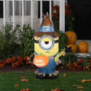 Gemmy 3' Airblown Inflatable Minion Stuart w/Thanksgiving Banner Universal