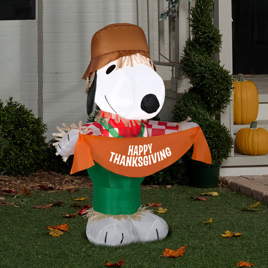 Gemmy 3.5' Airblown Inflatable Snoopy as Scarecrow (Peanuts)