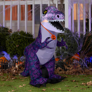 Gemmy Halloween Inflatable Purple Dinosaur, 3.5 ft Tall, Multi