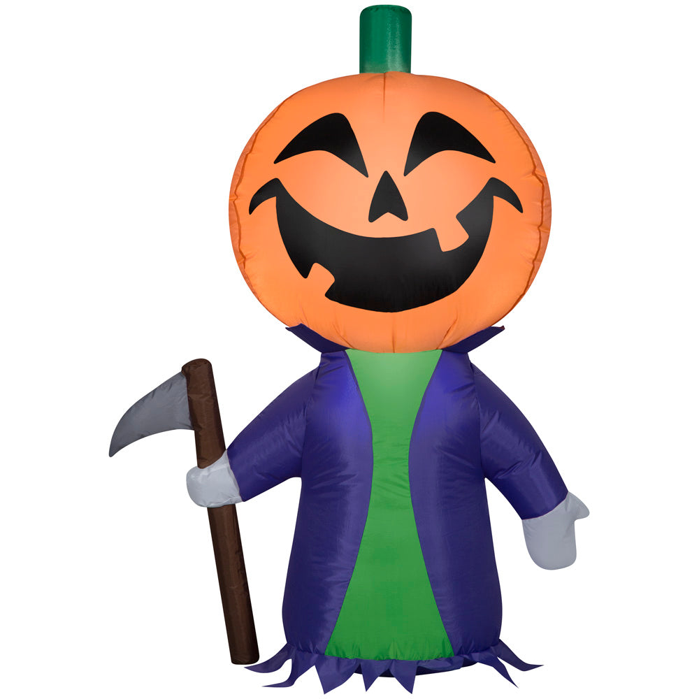 Inflatable Purple Pumpkin Reaper, 4 ft Tall