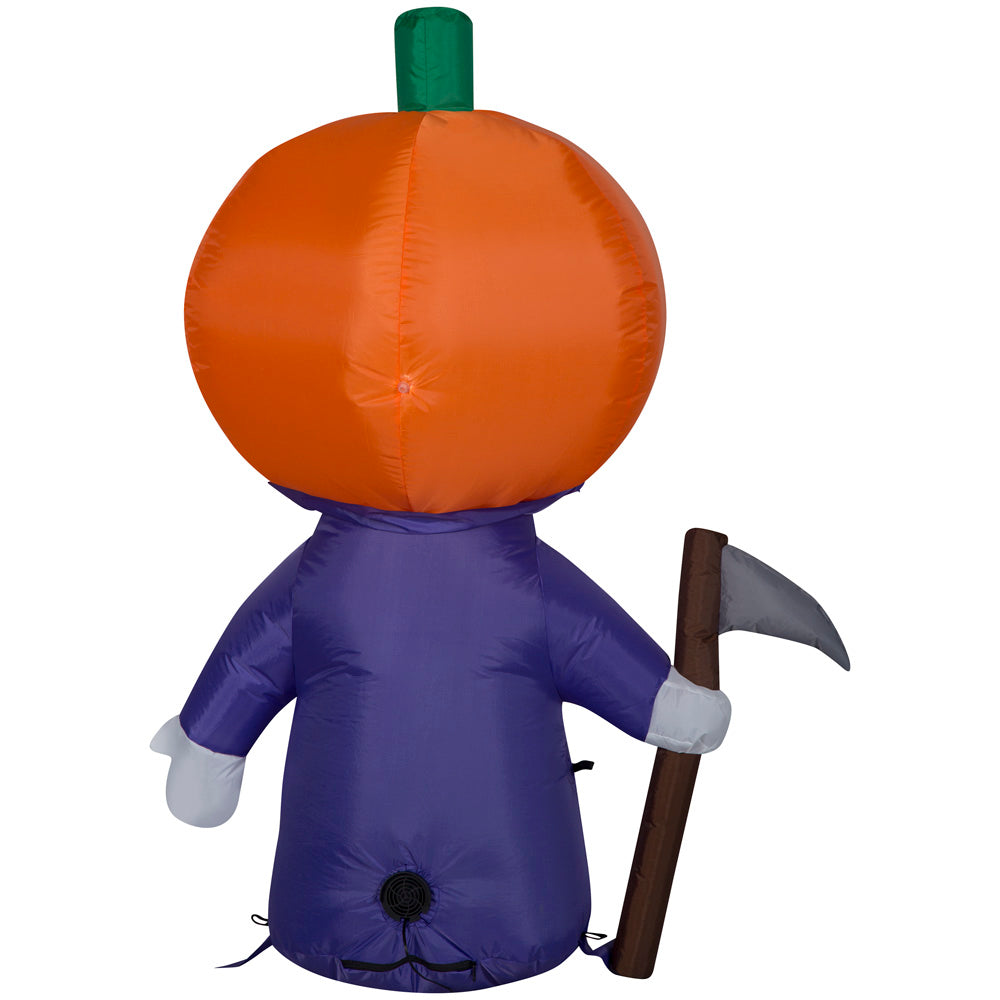 Gemmy Airblown Inflatable Purple Pumpkin Reaper , 4 ft Tall, Multi