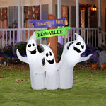 Load image into Gallery viewer, Gemmy Airblown Ghost Trio Sign Scene, 5.5 ft Tall

