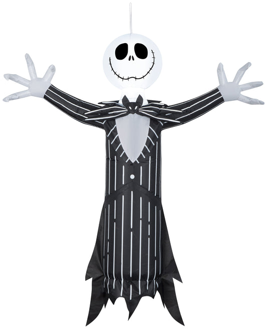 Inflatable Hanging Jack Skellington, 4 ft Tall, black