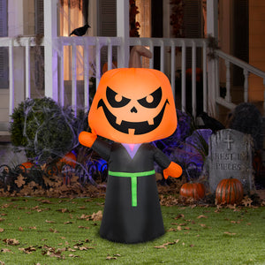 Gemmy Halloween Inflatable Jack O' Lantern Reaper , 3.5 ft Tall, Multi