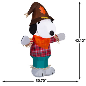Gemmy Airblown Inflatable Harvest Snoopy in Plaid Shirt Peanuts, 3.5 ft Tall, Multicolored