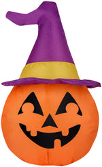 Load image into Gallery viewer, Gemmy Airdorable Airblown Jack o&#39; Lantern w/Purple Hat, 1.5 ft Tall, Orange
