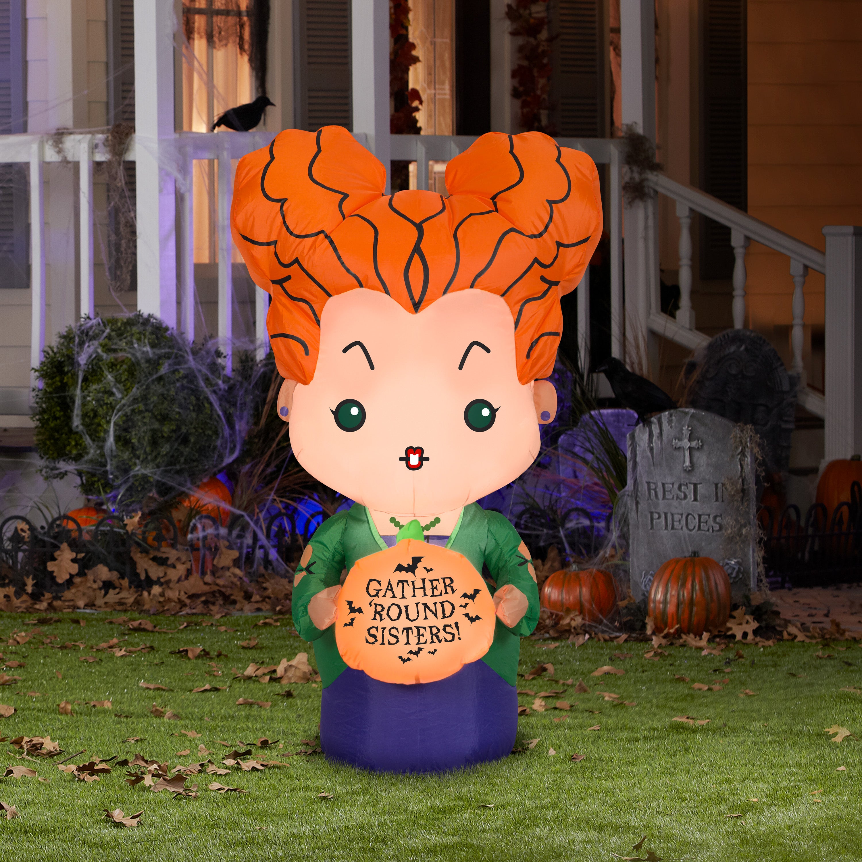 Gemmy Airblown Inflatable Hocus Pocus Winifred, 3.5 ft Tall, Orange
