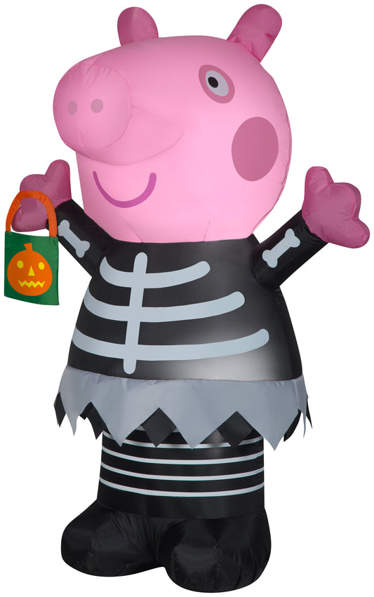 Inflatable Peppa Pig in Skeleton Costume, 4.5 ft Tall, Pink