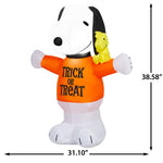 Load image into Gallery viewer, Gemmy Airblown Inflatable Snoopy in Trick or Treat Shirt w/ Woodstock Peanuts, 3 ft Tall, Multicolored
