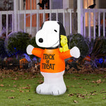 Load image into Gallery viewer, Gemmy Airblown Inflatable Snoopy in Trick or Treat Shirt w/ Woodstock Peanuts, 3 ft Tall, Multicolored

