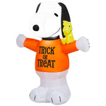 Load image into Gallery viewer, Gemmy Airblown Inflatable Snoopy in Trick or Treat Shirt w/ Woodstock Peanuts, 3 ft Tall, Multicolored
