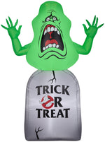 Load image into Gallery viewer, Gemmy Airblown Inflatable Ghostbusters Slimer with Tombstone, 5 ft Tall, green
