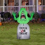 Load image into Gallery viewer, Gemmy Airblown Inflatable Ghostbusters Slimer with Tombstone, 5 ft Tall, green
