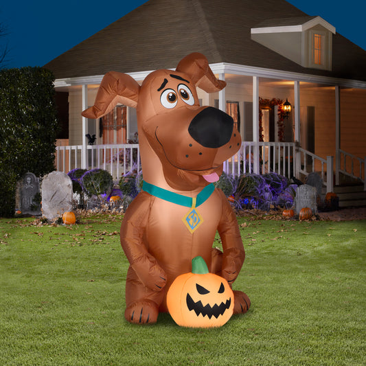 Inflatable SCOOB with Pumpkin, 5 ft Tall, brown lifestyle