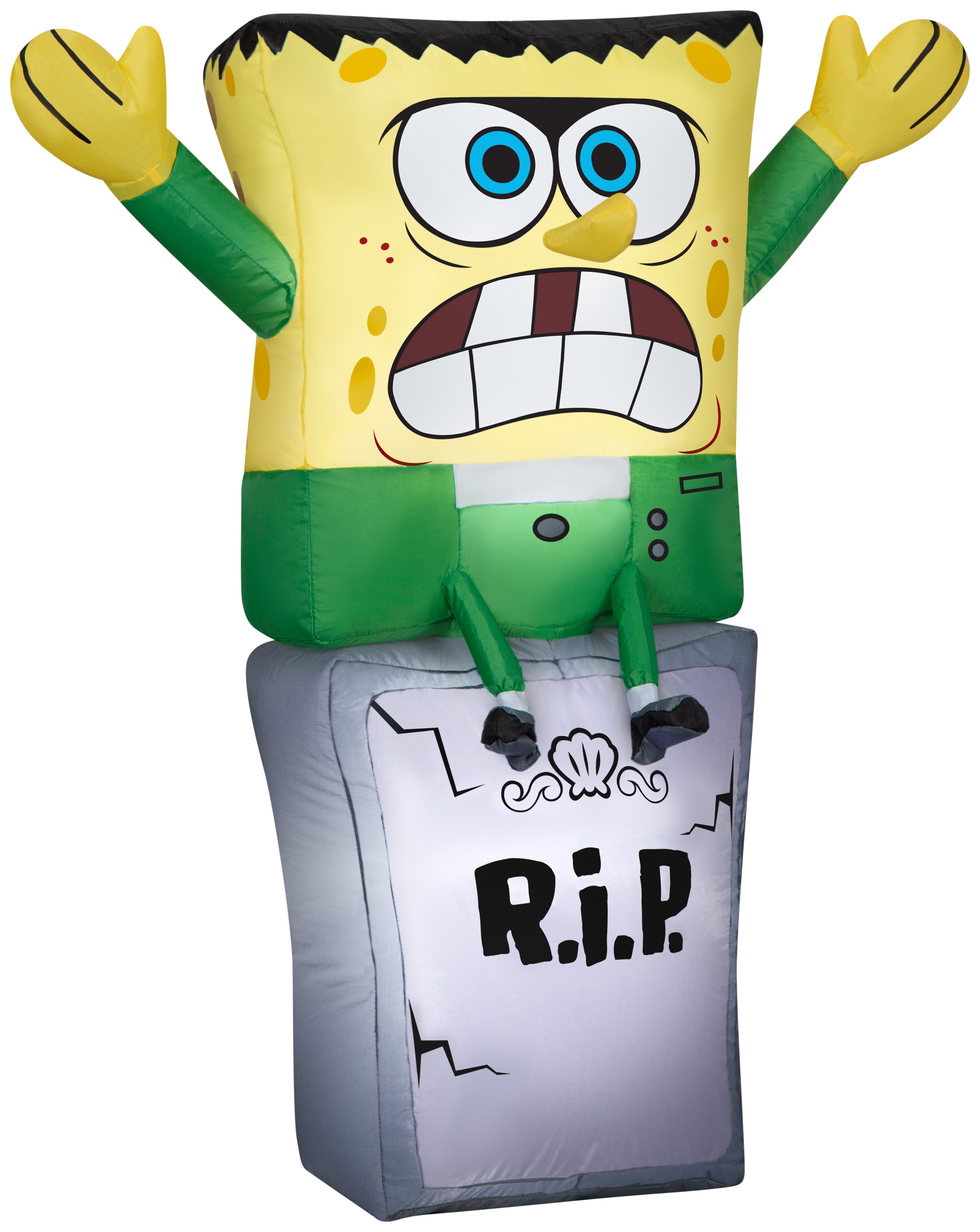 Gemmy Airblown SpongeBob as Monster on Tombstone Nick, 3 ft Tall, Multi