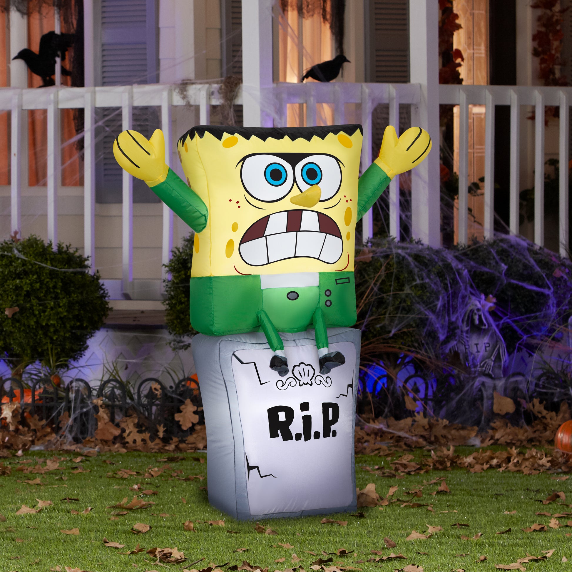 3-Ft SpongeBob Monster on Tombstone Halloween Inflatable lifestyle