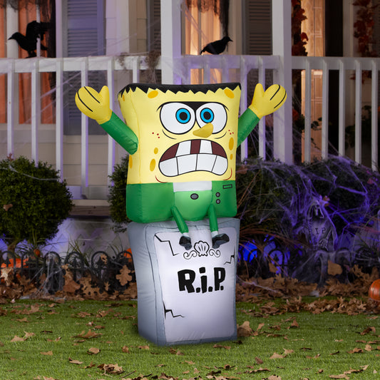 3-Ft SpongeBob Monster on Tombstone Halloween Inflatable lifestyle