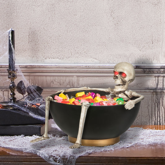 Animated Candy Bowl Moving Jaw Skeleton w/Glowing Red Eyes lifestyle