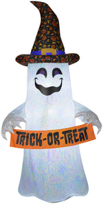 Load image into Gallery viewer, Gemmy Airblown Mixed Media Iridescent Ghost holding Banner, 8 ft Tall
