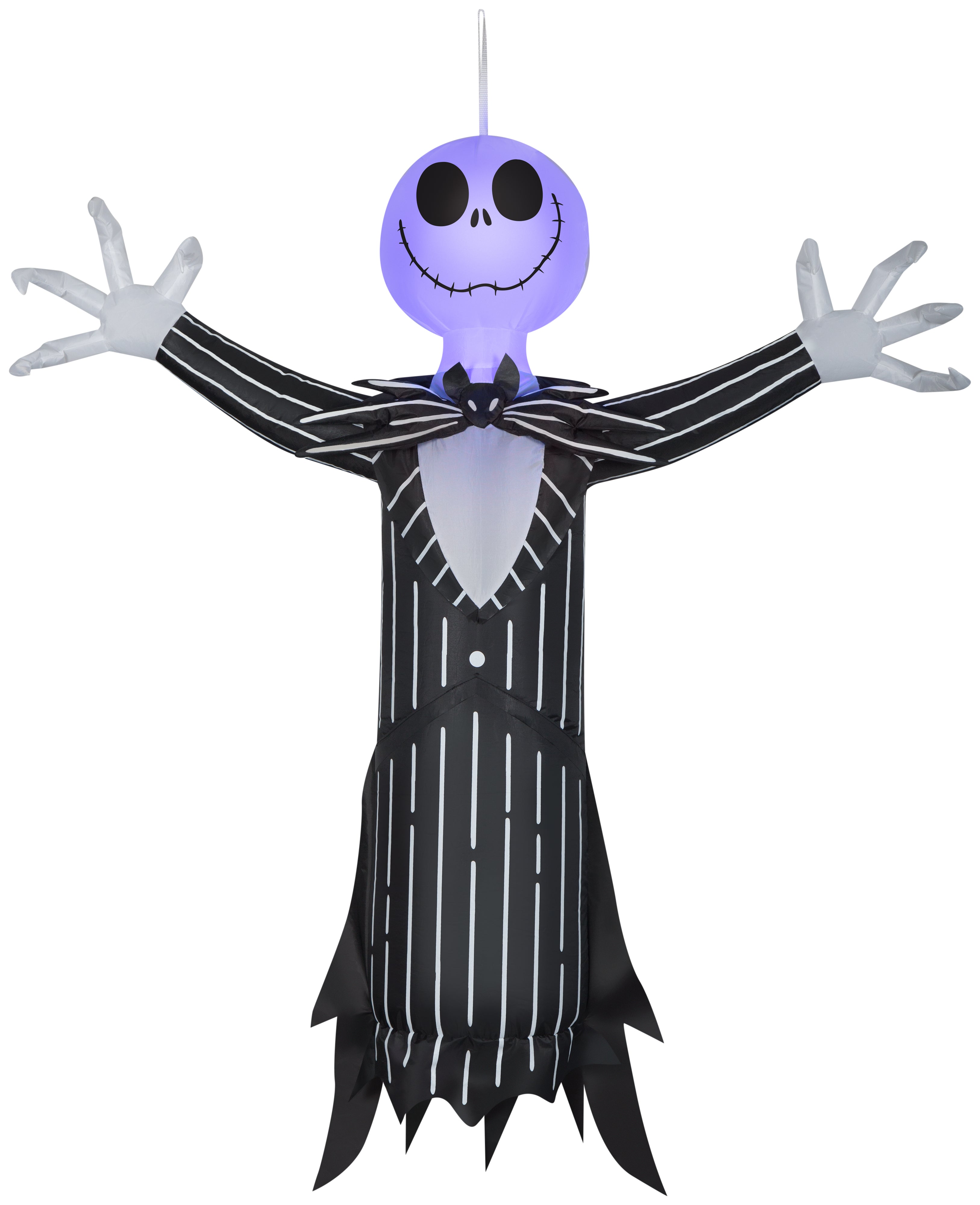 Gemmy Airblown Hanging Jack Skellington w/Blinking Lights Disney, 4 ft Tall, Multi
