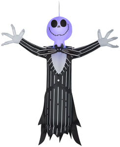 Gemmy Airblown Hanging Jack Skellington w/Blinking Lights Disney, 4 ft Tall, Multi