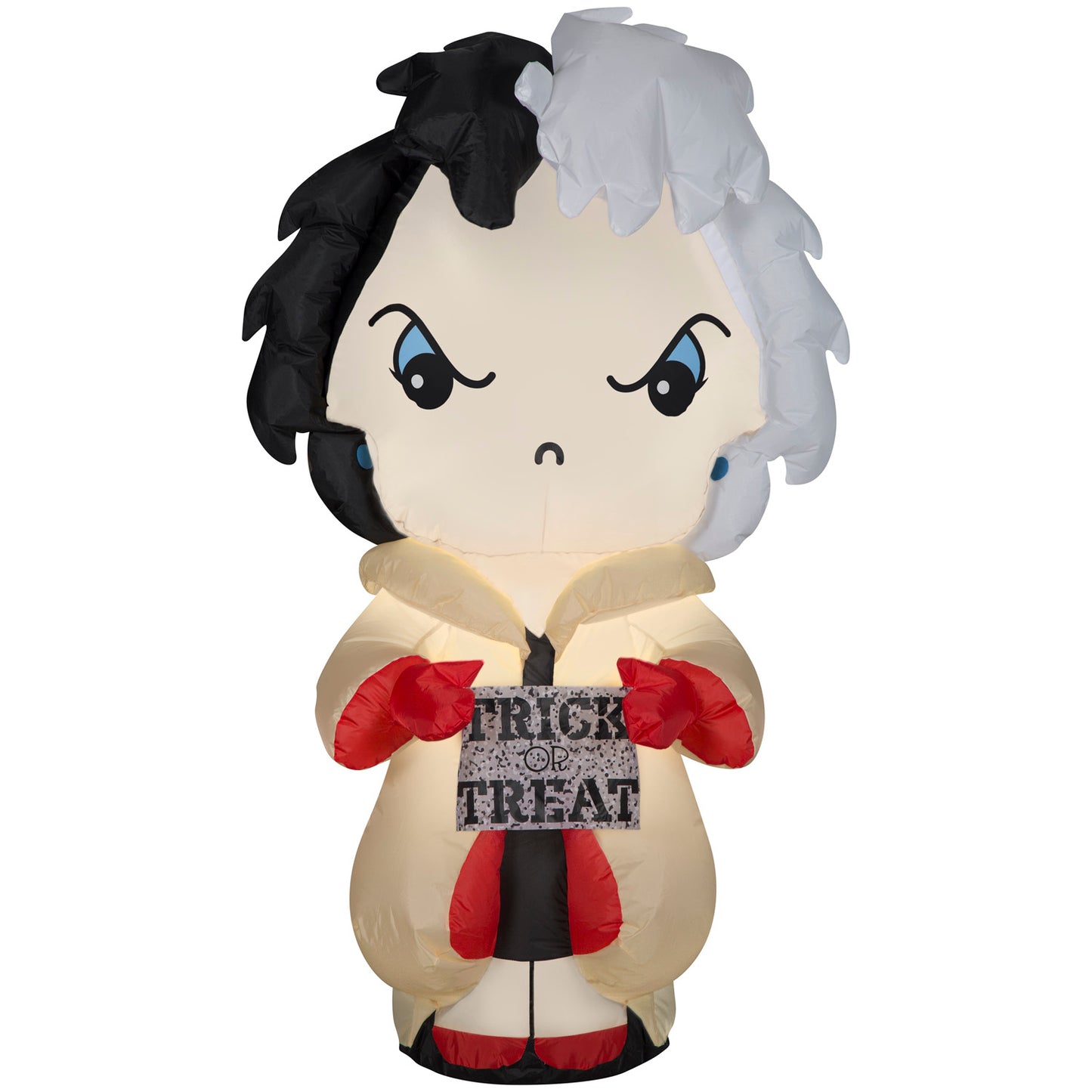 Halloween Inflatable Cruella de Vil with Banner, 5 ft Tall
