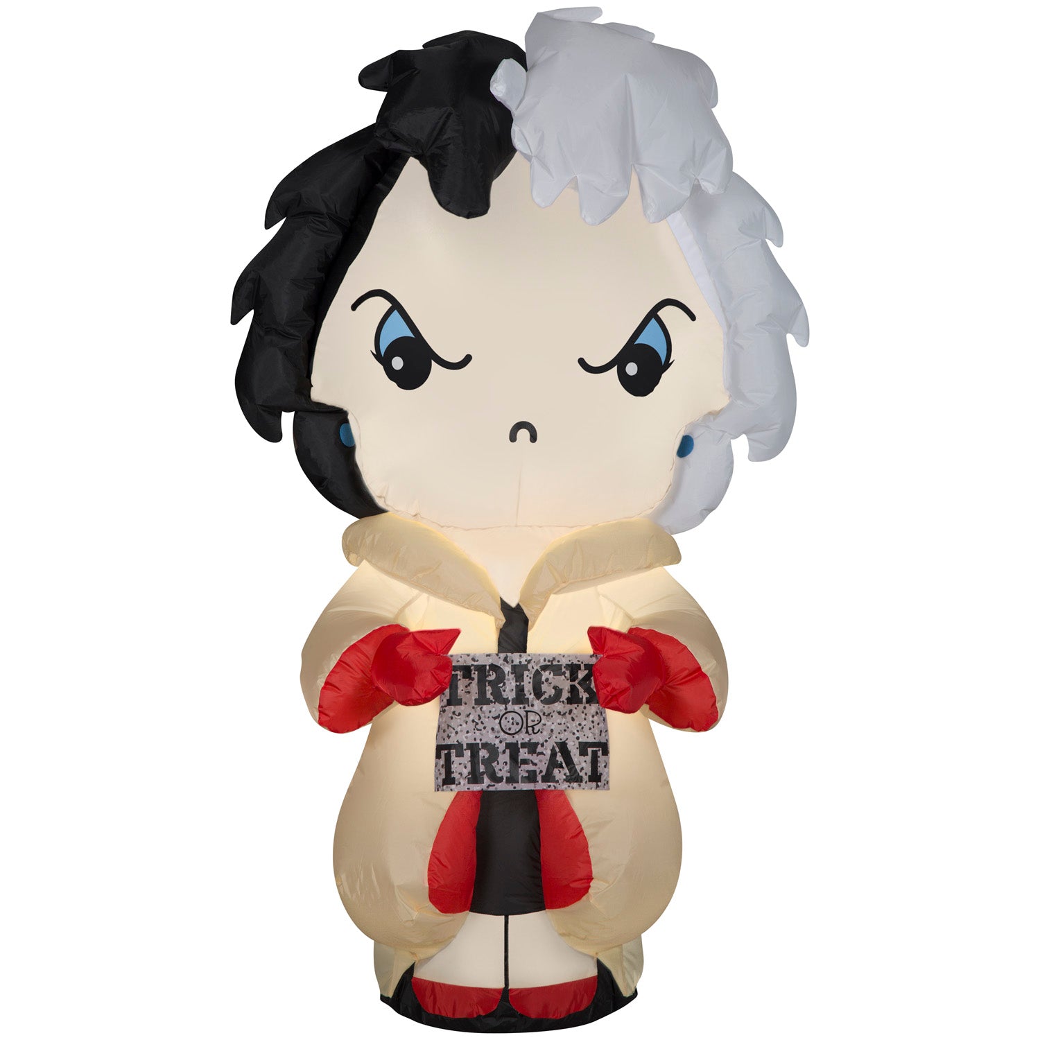 Halloween Inflatable Cruella de Vil with Banner, 5 ft Tall
