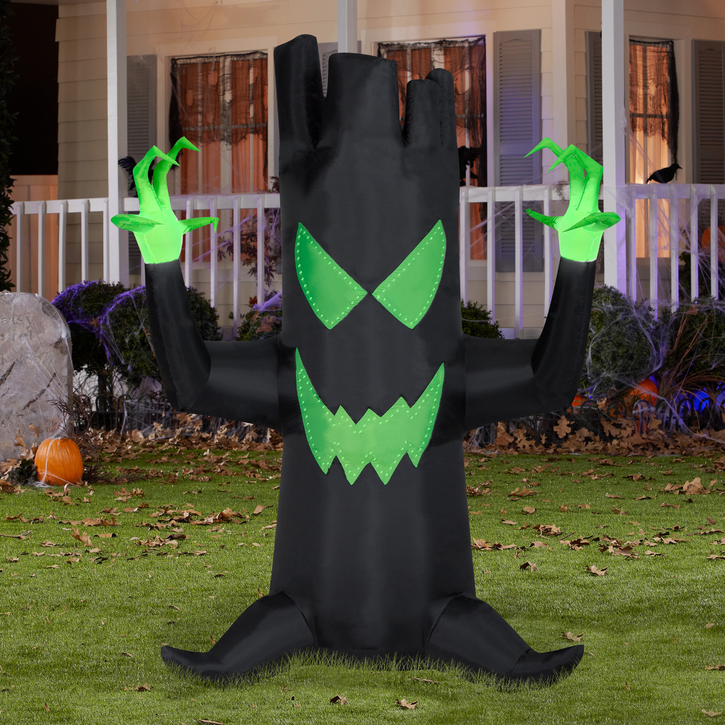 Gemmy Airblown Inflatable Spooky Black Tree with Micro Lights, 7 ft Tall, black