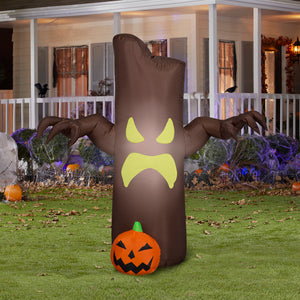 Gemmy Airblown Inflatable Brown Tree w/Yellow Face & JOL , 3.5 ft Tall, Multi