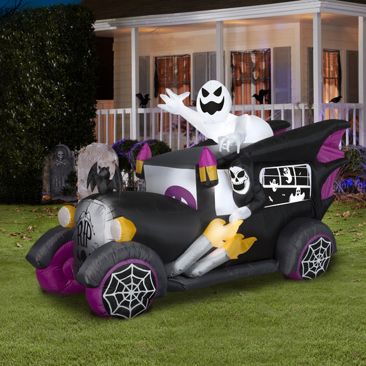 Inflatable Hot Rod Vintage Hearse, 5.5 ft Tall, black lifestyle