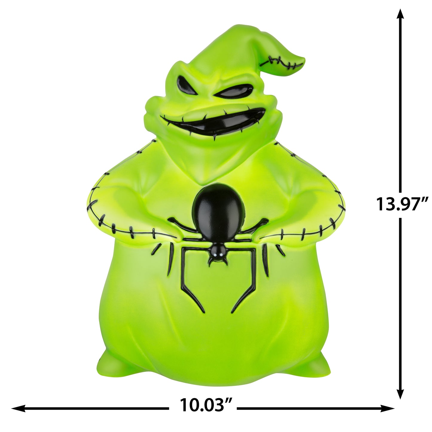 14-Inch Disney Oogie Boogie with Spider Lighted Halloween Blow Mold dimensions