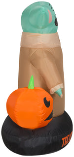 Load image into Gallery viewer, Gemmy Airblown Inflatable Grogu™ with Jack O&#39; Lantern, 5.5 ft Tall, brown
