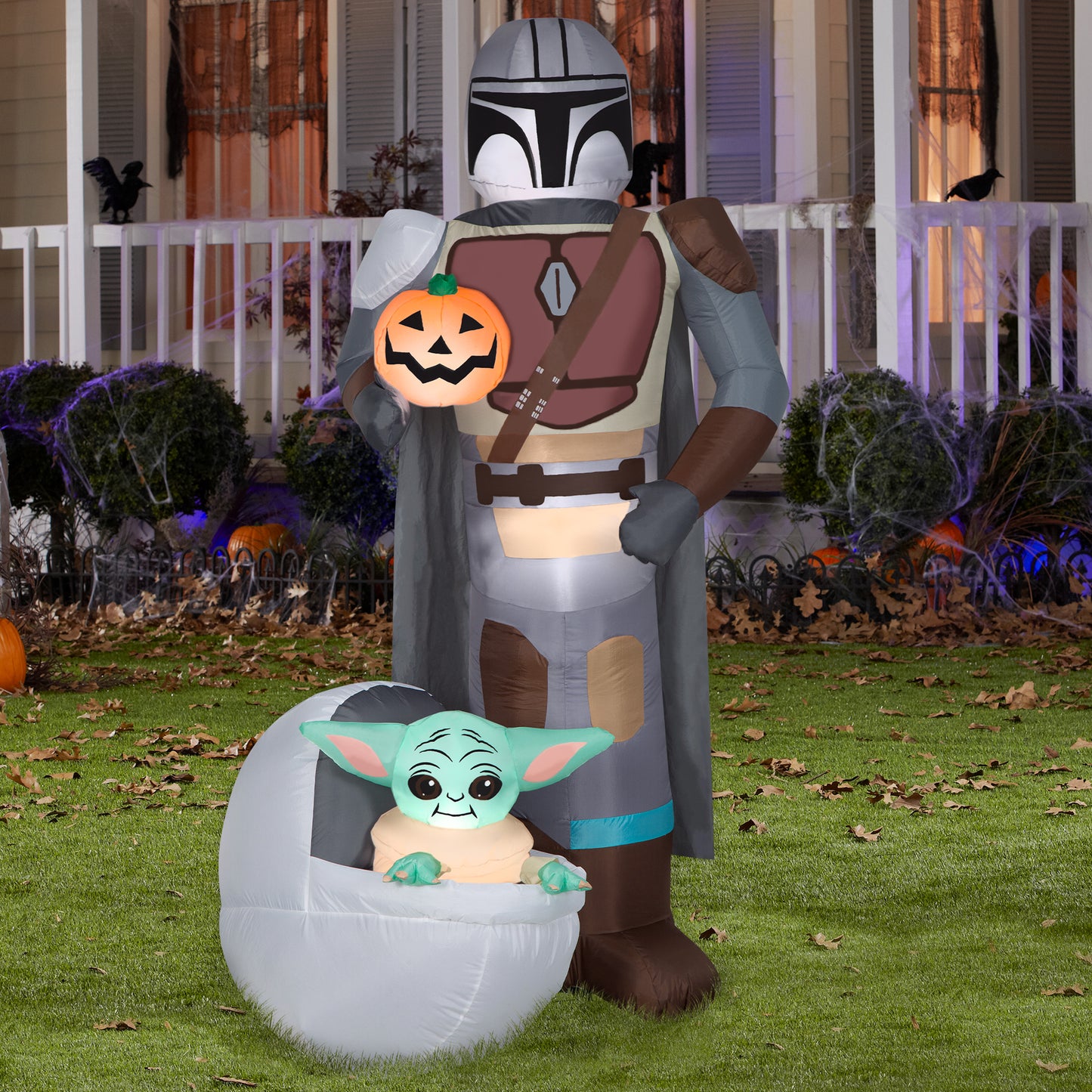 Inflatable The Mandalorian and Grogu™ in Pod, 6.5 ft Tall, grey lifestyle